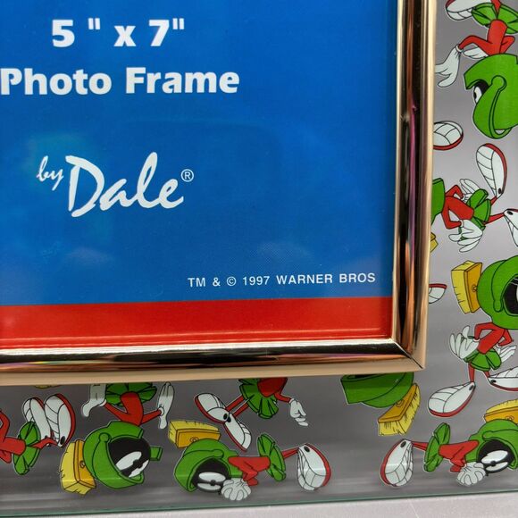 Vintage Marvin the Martian Looney Tunes Glass Photo Frame 5x7" 1997 Warner Bros - Picture 4 of 9